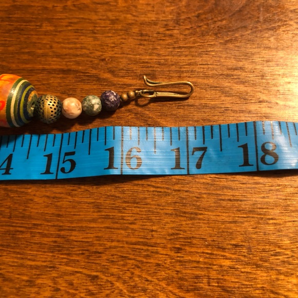 Bohemian chunky necklace 17” Detailed wooden and metal beads colorful - Picture 3 of 3